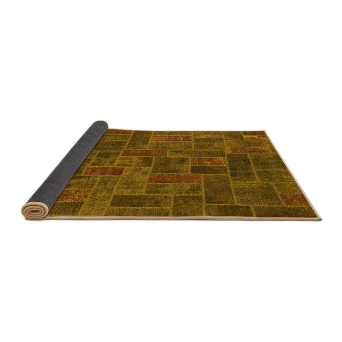 Sideview of Patchwork Yellow Transitional Rug, abs1511yw