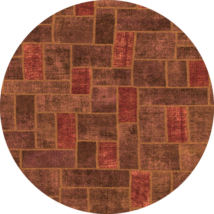 Round Machine Washable Patchwork Orange Transitional Area Rugs, wshabs1511org