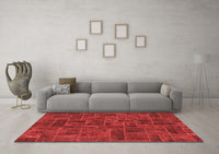 Machine Washable Patchwork Red Transitional Rug, wshabs1511red