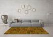 Machine Washable Patchwork Yellow Transitional Rug in a Living Room, wshabs1511yw