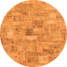 Round Patchwork Orange Transitional Rug, abs1512org