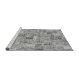 Sideview of Machine Washable Patchwork Gray Transitional Rug, wshabs1512gry
