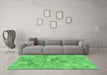 Machine Washable Patchwork Emerald Green Transitional Area Rugs in a Living Room,, wshabs1512emgrn