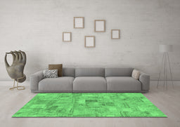Machine Washable Patchwork Emerald Green Transitional Area Rugs in a Living Room,, wshabs1512emgrn
