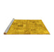 Sideview of Machine Washable Patchwork Yellow Transitional Rug, wshabs1512yw