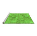 Sideview of Machine Washable Patchwork Green Transitional Area Rugs, wshabs1512grn