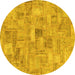 Round Patchwork Yellow Transitional Rug, abs1512yw