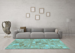 Machine Washable Patchwork Light Blue Transitional Rug in a Living Room, wshabs1512lblu