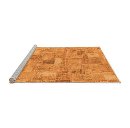 Sideview of Machine Washable Patchwork Orange Transitional Area Rugs, wshabs1512org