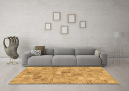 Machine Washable Patchwork Brown Transitional Rug in a Living Room,, wshabs1512brn