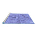 Sideview of Machine Washable Patchwork Blue Transitional Rug, wshabs1512blu