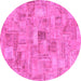 Round Patchwork Pink Transitional Rug, abs1512pnk