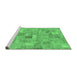 Sideview of Machine Washable Patchwork Emerald Green Transitional Area Rugs, wshabs1512emgrn