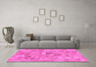 Machine Washable Patchwork Pink Transitional Rug in a Living Room, wshabs1512pnk