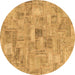 Round Patchwork Brown Transitional Rug, abs1512brn