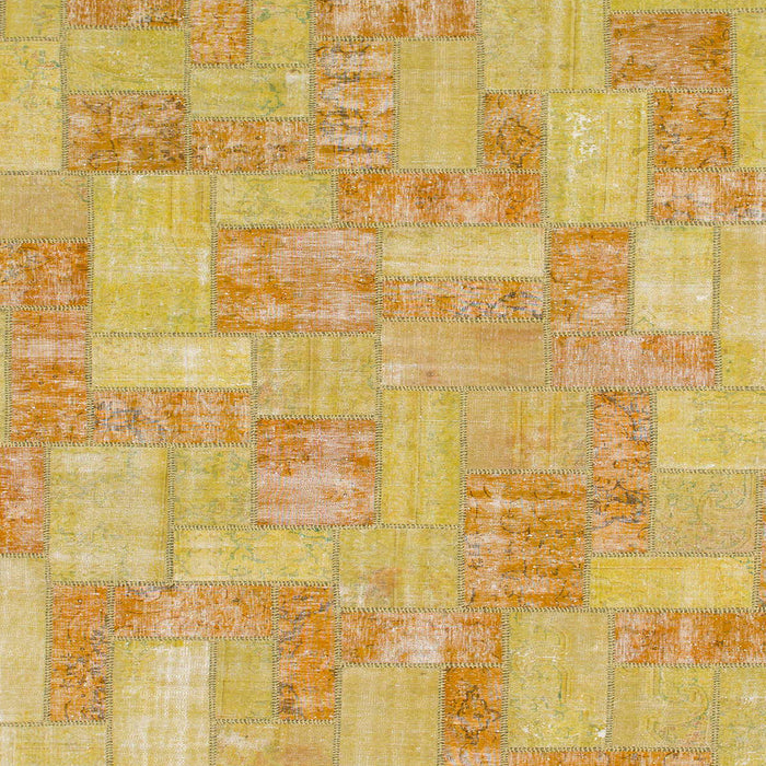Square Abstract Orange Patchwork Rug, abs1513