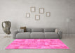 Machine Washable Patchwork Pink Transitional Rug in a Living Room, wshabs1513pnk