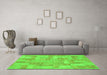 Machine Washable Patchwork Green Transitional Area Rugs in a Living Room,, wshabs1513grn
