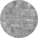 Round Machine Washable Patchwork Gray Transitional Rug, wshabs1513gry