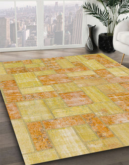 Machine Washable Abstract Orange Rug in a Family Room, wshabs1513