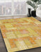 Abstract Orange Patchwork Rug in Family Room, abs1513