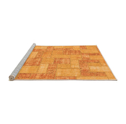 Sideview of Machine Washable Patchwork Orange Transitional Area Rugs, wshabs1513org