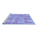 Sideview of Machine Washable Patchwork Blue Transitional Rug, wshabs1513blu