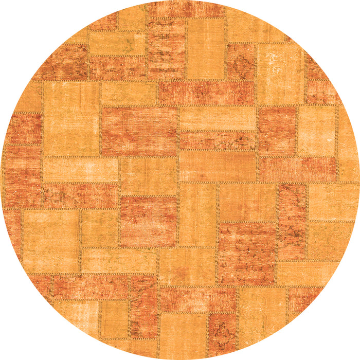 Round Machine Washable Patchwork Orange Transitional Area Rugs, wshabs1513org