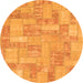 Round Machine Washable Patchwork Orange Transitional Area Rugs, wshabs1513org