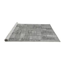 Sideview of Machine Washable Patchwork Gray Transitional Rug, wshabs1513gry