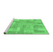 Sideview of Machine Washable Patchwork Emerald Green Transitional Area Rugs, wshabs1513emgrn