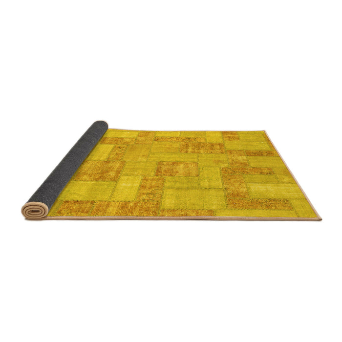 Sideview of Patchwork Yellow Transitional Rug, abs1513yw