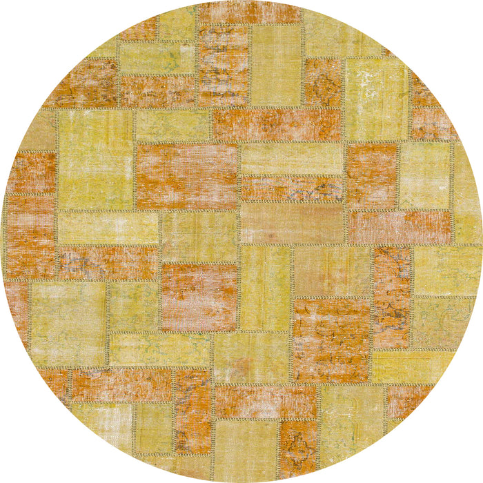 Round Machine Washable Abstract Orange Rug, wshabs1513