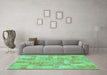 Machine Washable Patchwork Turquoise Transitional Area Rugs in a Living Room,, wshabs1513turq