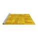 Sideview of Machine Washable Patchwork Yellow Transitional Rug, wshabs1513yw