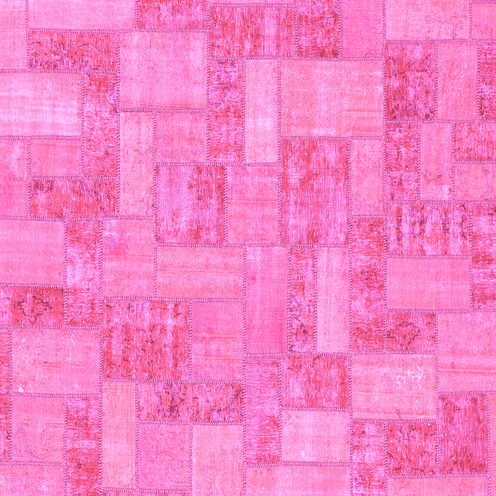 Square Machine Washable Patchwork Pink Transitional Rug, wshabs1513pnk