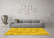Machine Washable Patchwork Yellow Transitional Rug in a Living Room, wshabs1513yw