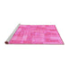 Sideview of Machine Washable Patchwork Pink Transitional Rug, wshabs1513pnk