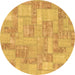 Round Patchwork Brown Transitional Rug, abs1513brn