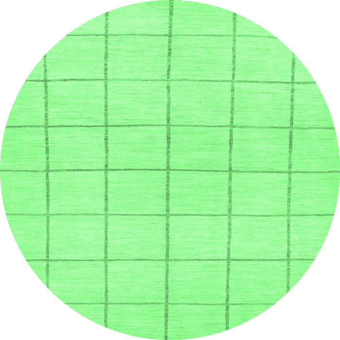 Round Machine Washable Solid Emerald Green Modern Area Rugs, wshabs1514emgrn