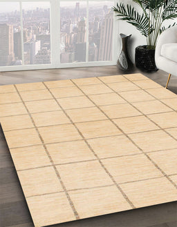 Machine Washable Abstract Brown Gold Rug in a Family Room, wshabs1514