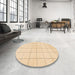 Round Machine Washable Abstract Brown Gold Rug in a Office, wshabs1514