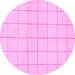 Round Machine Washable Solid Pink Modern Rug, wshabs1514pnk