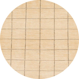 Round Machine Washable Abstract Brown Gold Rug, wshabs1514