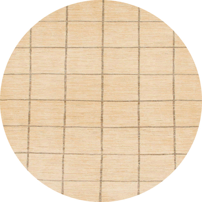 Round Machine Washable Abstract Brown Gold Rug, wshabs1514