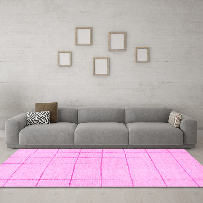 Machine Washable Solid Pink Modern Rug in a Living Room, wshabs1514pnk