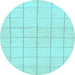 Round Solid Light Blue Modern Rug, abs1514lblu