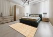 Abstract Brown Gold Solid Rug in a Bedroom, abs1514