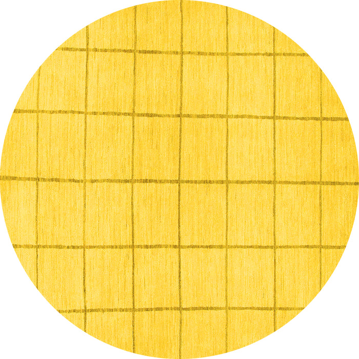 Round Machine Washable Solid Yellow Modern Rug, wshabs1514yw