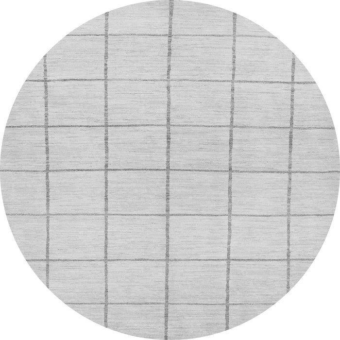 Round Machine Washable Solid Gray Modern Rug, wshabs1514gry